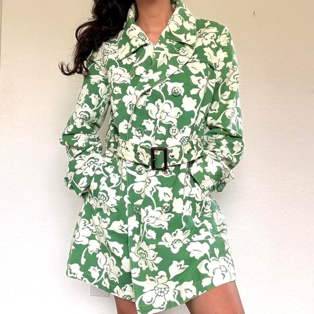 Floral Belted Statement Trench Coat